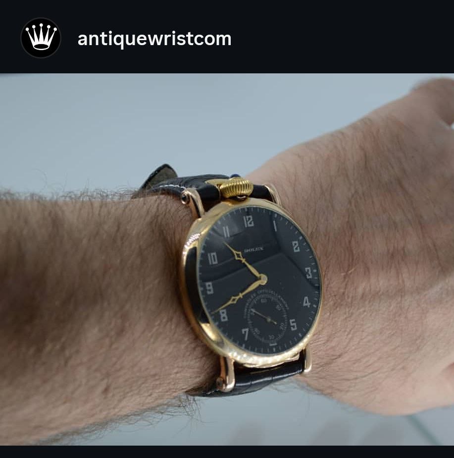 Rolex pocket watch converted to wristwatch — notched-strap crown construction, second example